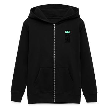 batery_2f - Teens Organic Zip-up Hoodie by Stanley/Stella - black - Front - AI Model Teenager Male light (155cm)