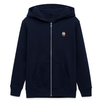 Fitness Frau Muskeln - Teenager Organic Kapuzenjacke Mini Cultivator von Stanley/Stella - Navy - Vorne - AI Model Teenager Male light (155cm)
