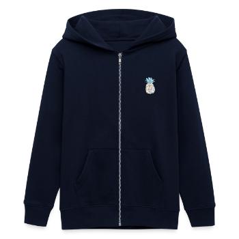 Pastel-coloured pineapple - Teens Organic Zip-up Hoodie by Stanley/Stella - navy - Front - AI Model Teenager Male light (155cm)