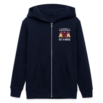 Pferderennen - Teenager Organic Kapuzenjacke Mini Cultivator von Stanley/Stella - Navy - Vorne - AI Model Teenager Male light (155cm)