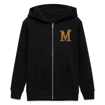 Barockes M Monogramm aus Gold - Teenager Organic Kapuzenjacke Mini Cultivator von Stanley/Stella - Schwarz - Vorne - AI Model Teenager Male light (155cm)