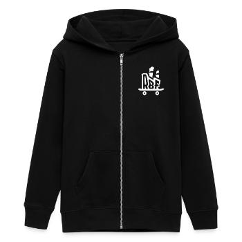 Rollbrett Fabrik Logo weiß - Teenager Organic Kapuzenjacke Mini Cultivator von Stanley/Stella - Schwarz - Vorne - AI Model Teenager Male light (155cm)