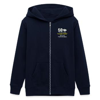 50. Geburtstag Bequeme modische Hausschuhe - Teenager Organic Kapuzenjacke Mini Cultivator von Stanley/Stella - Navy - Vorne - AI Model Teenager Male light (155cm)