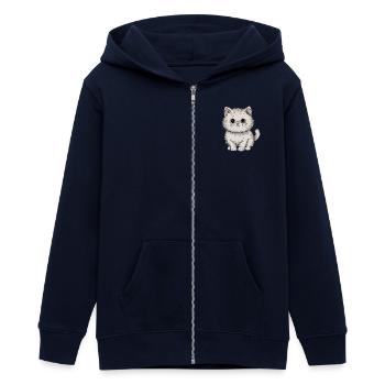 Persian cat - Teens Organic Zip-up Hoodie by Stanley/Stella - navy - Front - AI Model Teenager Male light (155cm)