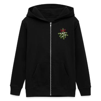 Bestickter Mistelzweig – romantisches Weihnachten (gedruckt) - Teenager Organic Kapuzenjacke Mini Cultivator von Stanley/Stella - Schwarz - Vorne - AI Model Teenager Male light (155cm)