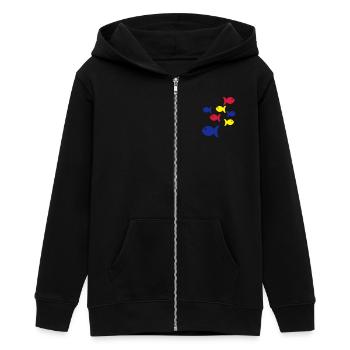fische - Teenager Organic Kapuzenjacke Mini Cultivator von Stanley/Stella - Schwarz - Vorne - AI Model Teenager Male light (155cm)