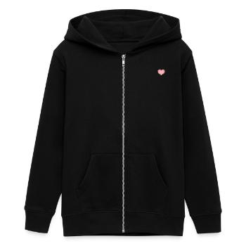Petit coeur rose au crochet - Veste à capuche ado bio Stanley/Stella - noir - Devant - AI Model Teenager Male light (155cm)