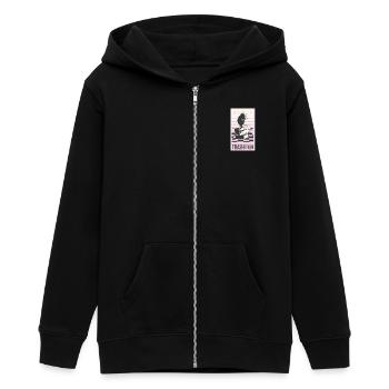 Trash 80s retro design - Teens Organic Zip-up Hoodie by Stanley/Stella - black - Front - AI Model Teenager Male light (155cm)