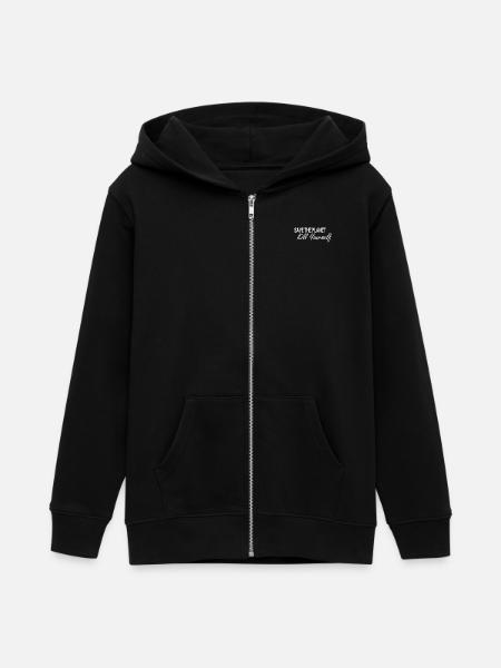Save the planet kill yourself - Teens Organic Zip-up Hoodie by Stanley/Stella - black