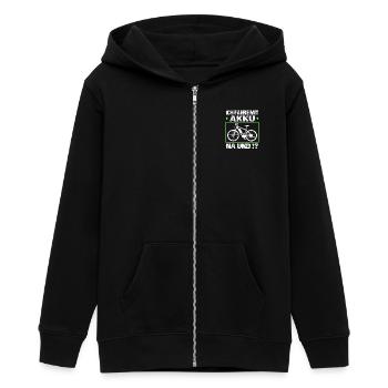 Ich fahre mit Akku - Teenager Organic Kapuzenjacke Mini Cultivator von Stanley/Stella - Schwarz - Vorne - AI Model Teenager Male light (155cm)