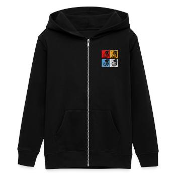 French horn - Teenager Organic Kapuzenjacke Mini Cultivator von Stanley/Stella - Schwarz - Vorne - AI Model Teenager Male light (155cm)