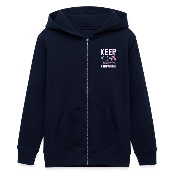 Keep catwheelig forward - Teens Organic Zip-up Hoodie by Stanley/Stella - navy - Front - AI Model Teenager Male light (155cm)