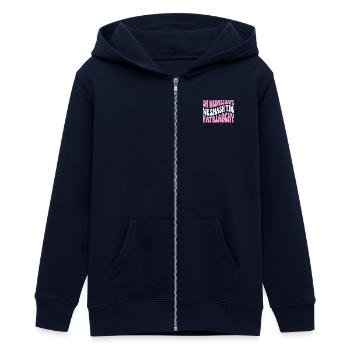 Le mercredi, nous écrasons le patriarcat féministe - Veste à capuche ado bio Stanley/Stella - marine - Devant - AI Model Teenager Male light (155cm)