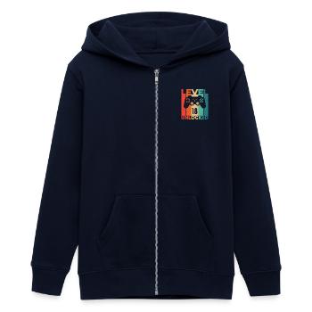 Level 18 freigeschaltet - Teenager Organic Kapuzenjacke Mini Cultivator von Stanley/Stella - Navy - Vorne - AI Model Teenager Male light (155cm)