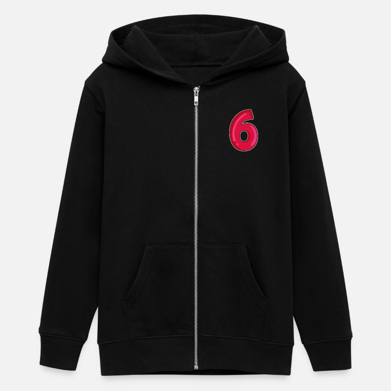 Sei Numero 6 Numero Rosso - Felpa con cappuccio con zip ragazzo bio di Stanley/Stella - nero