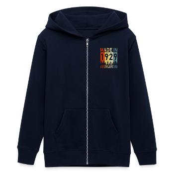 1929 Birthday: Legendary Retro Gift - Teens Organic Zip-up Hoodie by Stanley/Stella - navy - Front - AI Model Teenager Male light (155cm)