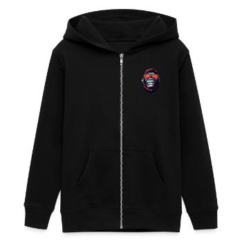 Gorilla Head Portrait Funny Party - Teens Organic Zip-up Hoodie by Stanley/Stella - black - Front - AI Model Teenager Male light (155cm)