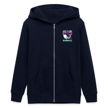 Narwal - Teenager Organic Kapuzenjacke Mini Cultivator von Stanley/Stella - Navy - Vorne - AI Model Teenager Male light (155cm)