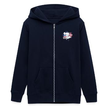 Longboard Longboarder Longboarding - Teens Organic Zip-up Hoodie by Stanley/Stella - navy - Front - AI Model Teenager Male light (155cm)