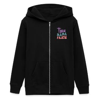 This Mama Prays - Teenager Organic Kapuzenjacke Mini Cultivator von Stanley/Stella - Schwarz - Vorne - AI Model Teenager Male light (155cm)