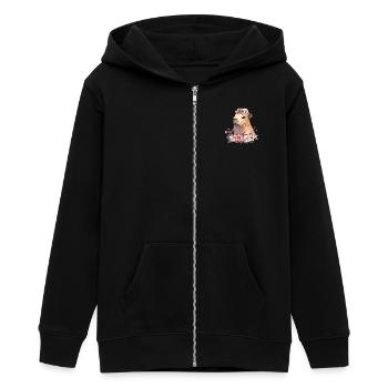 Fleurs Capybara - Veste à capuche ado bio Stanley/Stella - noir - Devant - AI Model Teenager Male light (155cm)