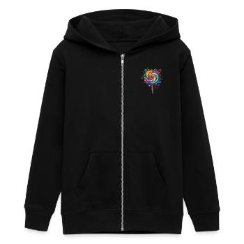 Colorful Lollipop Explosion - Teens Organic Zip-up Hoodie by Stanley/Stella - black - Front - AI Model Teenager Male light (155cm)