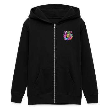 Pineapple Color Explosion - Teens Organic Zip-up Hoodie by Stanley/Stella - black - Front - AI Model Teenager Male light (155cm)