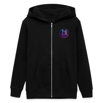 Neon Tiger Gaze - Teens Organic Zip-up Hoodie by Stanley/Stella - black - Front - AI Model Teenager Male light (155cm)