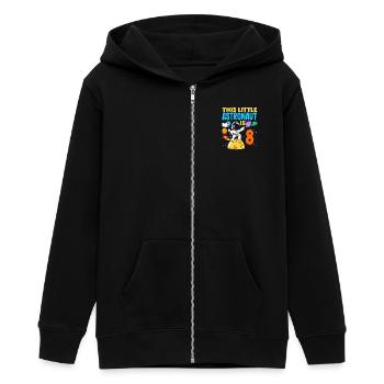 This little astronaut turns 8 years old - Teens Organic Zip-up Hoodie by Stanley/Stella - black - Front - AI Model Teenager Male light (155cm)