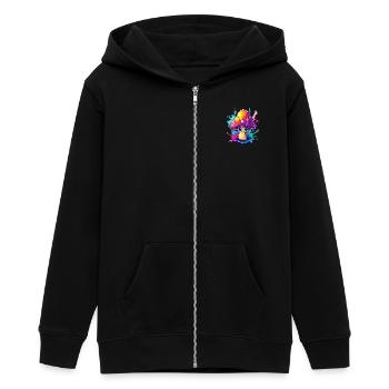 Colorful lucky guy - Teens Organic Zip-up Hoodie by Stanley/Stella - black - Front - AI Model Teenager Male light (155cm)