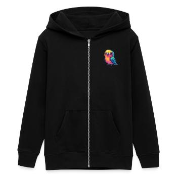 Bunter Papagei knuffig - Teenager Organic Kapuzenjacke Mini Cultivator von Stanley/Stella - Schwarz - Vorne - AI Model Teenager Male light (155cm)