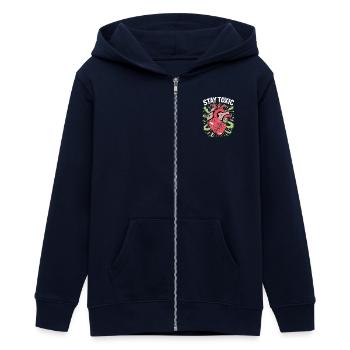 BLEIBEN SIE GIFTIG - Teenager Organic Kapuzenjacke Mini Cultivator von Stanley/Stella - Navy - Vorne - AI Model Teenager Male light (155cm)