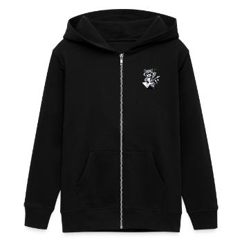Rock Raccoon – with Guitar & Rock Style - Teens Organic Zip-up Hoodie by Stanley/Stella - black - Front - AI Model Teenager Male light (155cm)