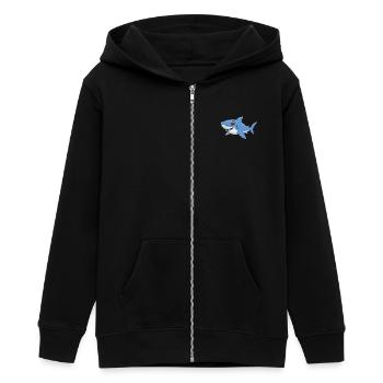 Tier Cartoon Hai - Teenager Organic Kapuzenjacke Mini Cultivator von Stanley/Stella - Schwarz - Vorne - AI Model Teenager Male light (155cm)