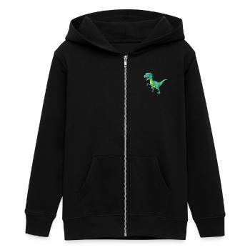 Dino Cartoon Velociraptor - Teenager Organic Kapuzenjacke Mini Cultivator von Stanley/Stella - Schwarz - Vorne - AI Model Teenager Male light (155cm)