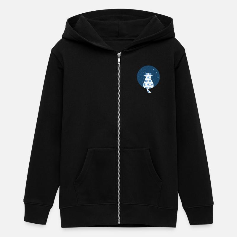 Chat regardant les flocons de neige - Veste à capuche ado bio Stanley/Stella - noir