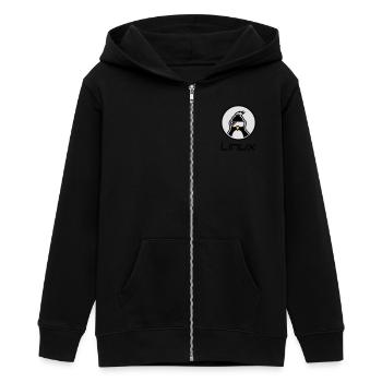 linux - Teens Organic Zip-up Hoodie by Stanley/Stella - black - Front - AI Model Teenager Male light (155cm)