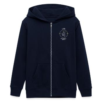 Du signe du Lion - Courageuse et honnête - Veste à capuche ado bio Stanley/Stella - marine - Devant - AI Model Teenager Male light (155cm)