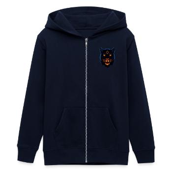 Neon Proud Panther Wild Luminescent - Teens Organic Zip-up Hoodie by Stanley/Stella - navy - Front - AI Model Teenager Male light (155cm)