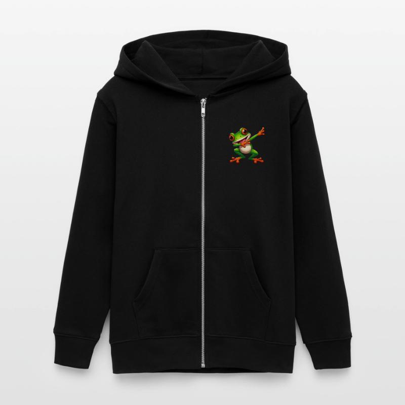 Cool Frog Dabbing Toad Style Teens Organic Zip-up Hoodie by Stanley/Stella