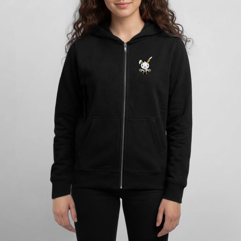 Bunny Playing Controller Console Headset Gamer Nerd Teens Organic Zip-up Hoodie by Stanley/Stella