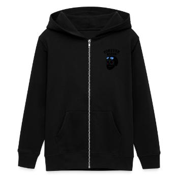 Biker Skull Motorcycle - Teens Organic Zip-up Hoodie by Stanley/Stella - black - Front - AI Model Teenager Male light (155cm)