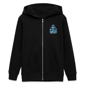 Großer blauer Anker mit Gesicht Seefahrermotiv - Teenager Organic Kapuzenjacke Mini Cultivator von Stanley/Stella - Schwarz - Vorne - AI Model Teenager Male light (155cm)