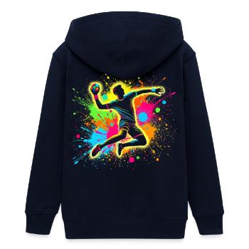 Handball Handballer, bunt Handballspieler - Teenager Organic Kapuzenjacke Mini Cultivator von Stanley/Stella - Navy - Hinten - AI Model Teenager Male light (155cm)
