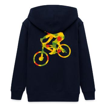 Bunter Biker - Teenager Organic Kapuzenjacke Mini Cultivator von Stanley/Stella - Navy - Hinten - AI Model Teenager Male light (155cm)