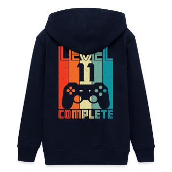 11. Geburtstag Gamer – 11 Jahre Level 11 Complete - Teenager Organic Kapuzenjacke Mini Cultivator von Stanley/Stella - Navy - Hinten - AI Model Teenager Male light (155cm)