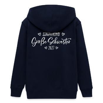Kein Einzelkind mehr - Große Schwester 2027 - Teenager Organic Kapuzenjacke Mini Cultivator von Stanley/Stella - Navy - Hinten - AI Model Teenager Male light (155cm)