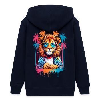 Coole Löwe - Teenager Organic Kapuzenjacke Mini Cultivator von Stanley/Stella - Navy - Hinten - AI Model Teenager Male light (155cm)