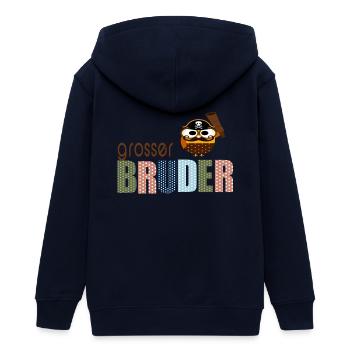 großer Bruder Pirat Eule - Teenager Organic Kapuzenjacke Mini Cultivator von Stanley/Stella - Navy - Hinten - AI Model Teenager Male light (155cm)