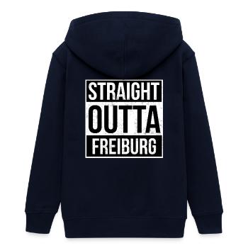 Straight Outta Freiburg - Teenager Organic Kapuzenjacke Mini Cultivator von Stanley/Stella - Navy - Hinten - AI Model Teenager Male light (155cm)